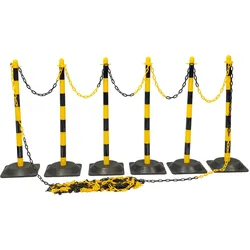 KS Tools, Absperrung, Set zur Abgrenzung von Arbeitsbereichen (6 Pfosten + 25 m Absperrband)