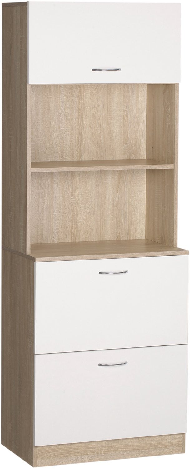 Multifunctioneel wit MDF keukenkastje met 2 lades en groot bovenblad, H 168 x B 60 x D 38 cm
