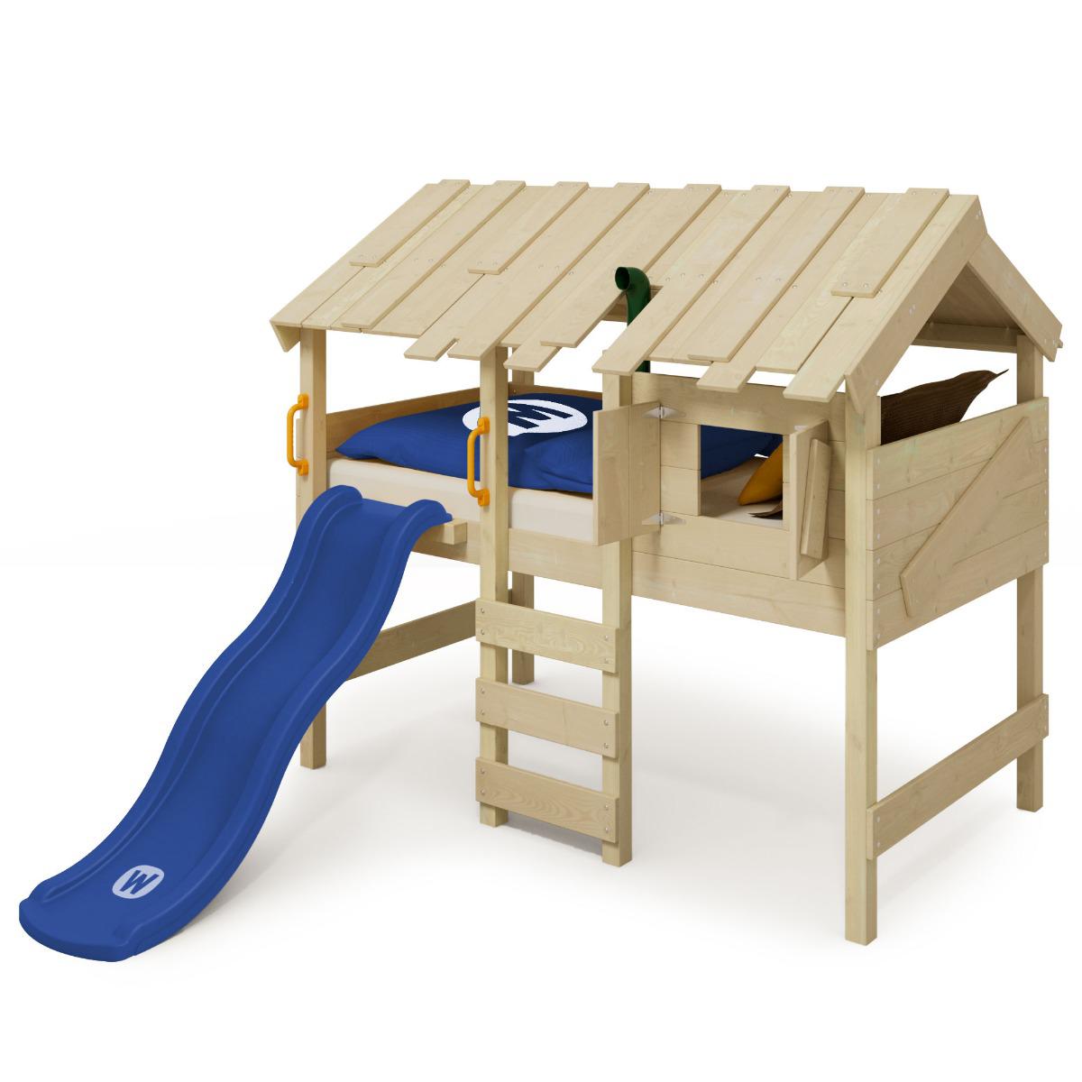 Abenteuer-Hochbett CrAzY Lagoon mit Rutsche - Spielbett für Kinder zum Klettern und Träumen - Hochwertiges Erlebnis-Bett aus Holz für Jungen Wickey