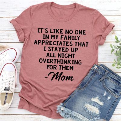 ForAllApparel Overthinking Mom T Shirt Mauve 3XL