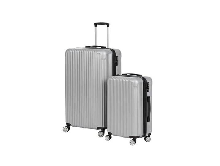 Relaxdays Ensemble valises 2 pièces\, 2 Tailles\, Coque Rigide\, Argent 4 roulettes\, poignée télescopique\, serrure code