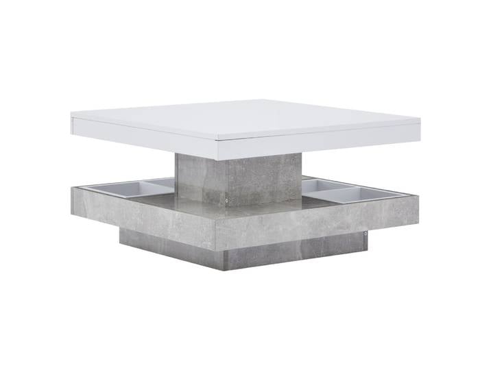 Table basse pivotante blanche avec rangement 70x70x36 cm