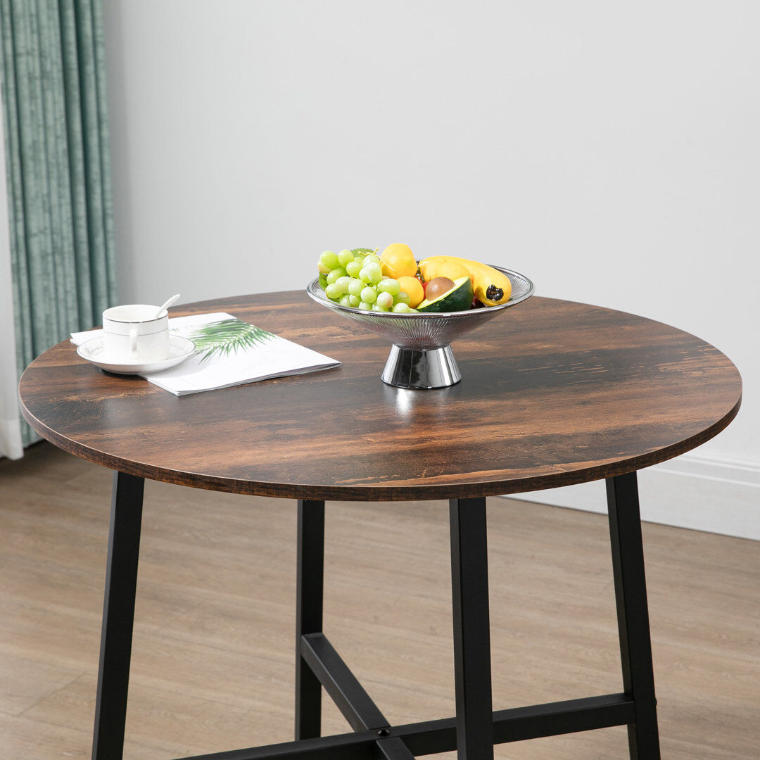 George Oliver Ajani 80 " Round with Steel Base Dining Table Brown