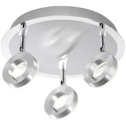 LED-Deckenstrahler, aluminium-matt, 3 Leuchtköpfe, warmweiße Lichtfarbe
