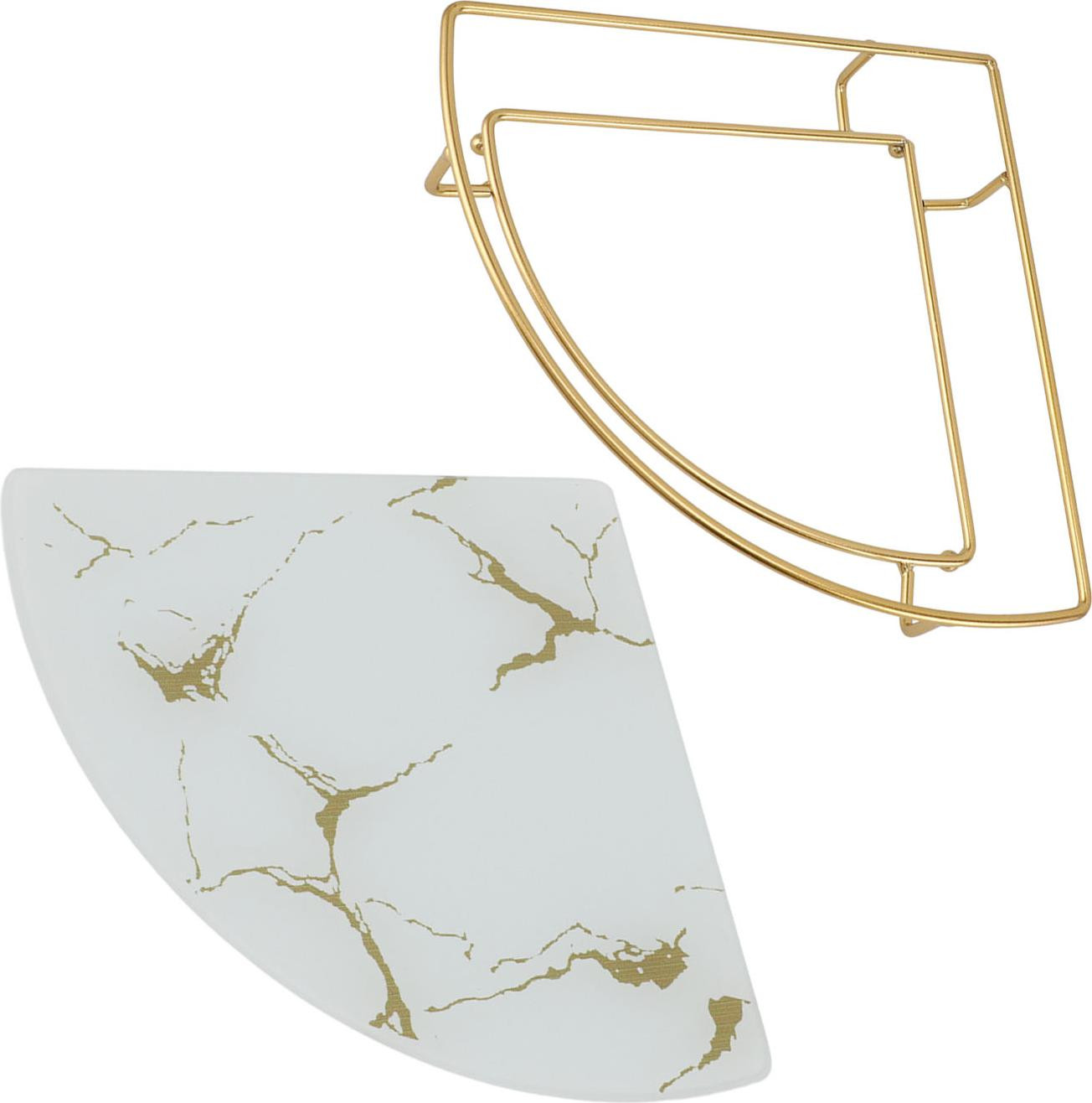 Cocosity Opbergbak voor de badkamer, wit met gouden accenten, driehoekig design