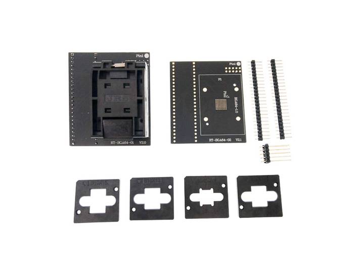 1 jeu d'adaptateur BGA64 siège brûlant pour programmeur RT809H prise RT-BGA64-01 V2.0 4 pièces cadre limiteur 2 plaques inférieures installation facile