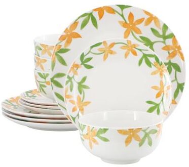 Gibson Set of 12, Round Fine Ceramic Dinnerware White