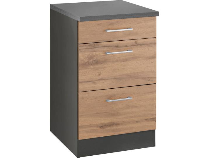 Auszugsunterschrank, Grau, 50x85x60 cm, Holzwerkstoff, Mit Metallgriff, Modern