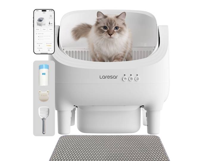 Laresar Toilette électrique autonettoyante pour chat, application, aromathérapie, détection infrarouge, protection pour la sécurité du chat, grande capacité, appareil ménager
