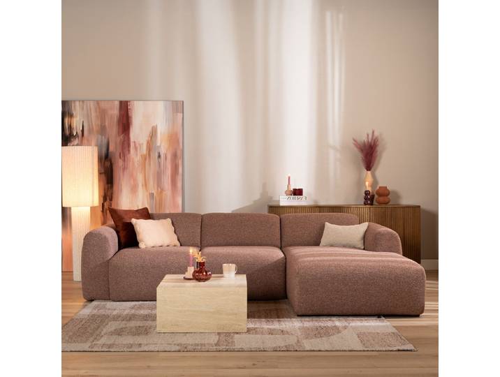 Bronx71 Ecksofa Maine Bouclé rot/rosa rechts