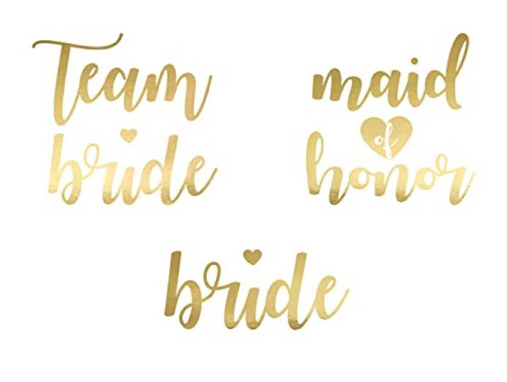 Team Bride - Tattoos voor vrijgezellenfeest - Goud (13 stuks)