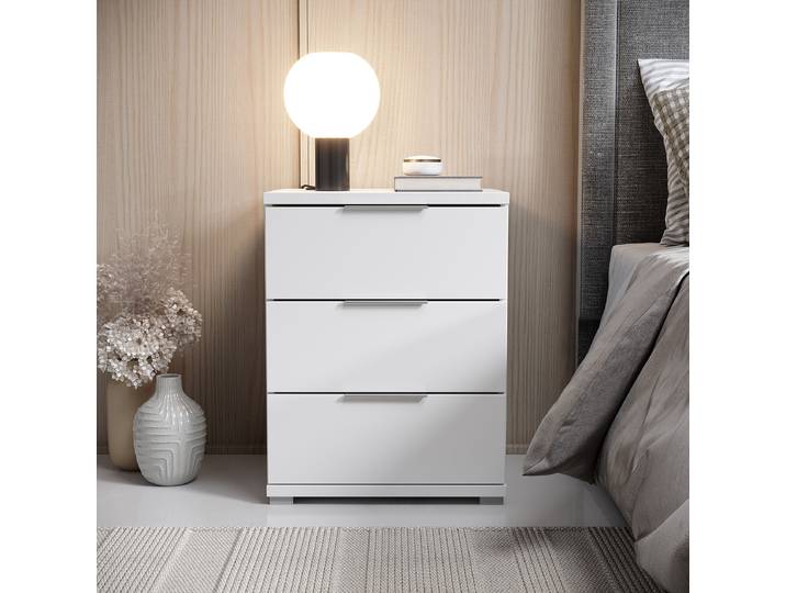 Table de chevet 61cm Blanc/Blanc