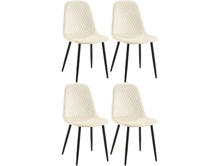 furnicato Esszimmerstuhl 4er Set Giverny 88x44x54 cm creme Samt (4 St)
