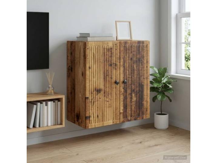 Wandschrank Altholz 59 x 31 x 60 cm Holzwerkstoff Wohnzimmer Schrank Strapazierfähiger Holzwerkstoff, Vintage-Design, praktische Regale, raumsparend, einfache Pflege
