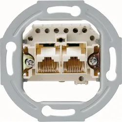 Kopp 33369401 UAE-Anschlussdose, für Telefon-und Datentechnik, RJ11/12, RJ45, 8 Pole belegbar, 2Anschlüsse