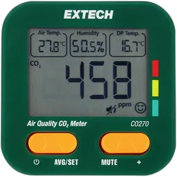 Extech, Detektor, Indoor Air Quality Meter with Temp, Humidity, Dew Point and CO2 Levels (Gas Messgerät)
