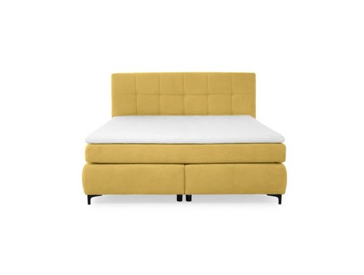 Trendstore Jale Mix/Max Boxspringbett in Microfaser, inkl. 2 Matratzen und Topper - Microfaser 403/04 curry - Hart Hart Schlafzimmer, Kopfteil mit Steppung, mit Matratzen und Topper, bequeme Polsterung, trendiger Bezug in Microfaser Modern, Zeitlos