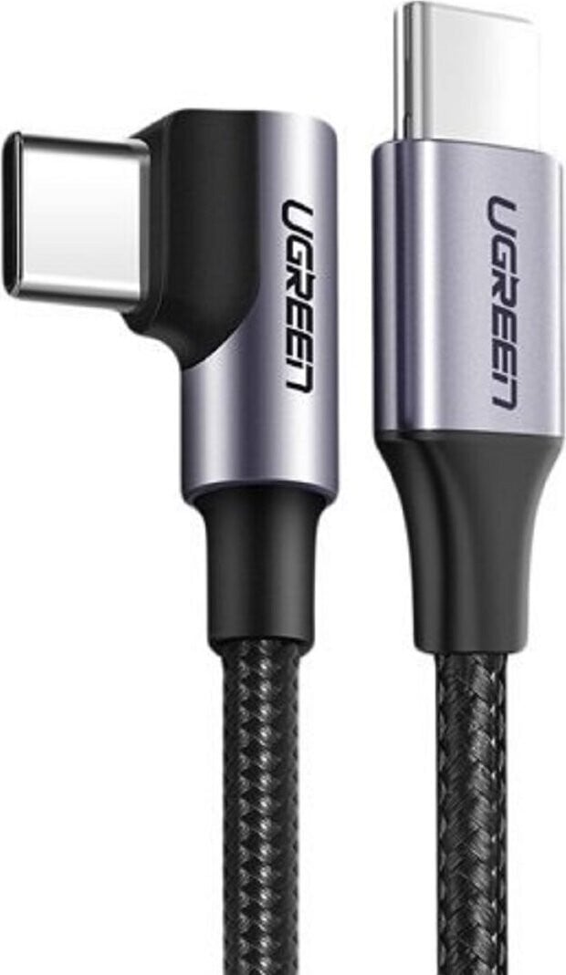 UGREEN USB-C naar gebogen USB 2.0-C ronde kabel, 1 meter, grijs/zwart