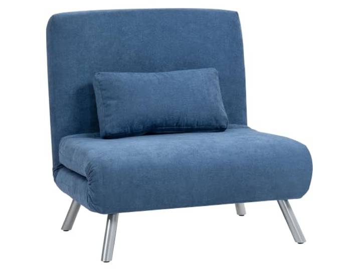 HOMCOM Schlafsessel 3-in-1 Klappbar Bettfunktion Samtoptik 120 kg Blau Schlafsofa, Relaxsessel mit Verstellbarer Rückenlehne, Abnehmbar Kissen, Samtoptik, Gästebett, Sofabett für Wohnzimmer