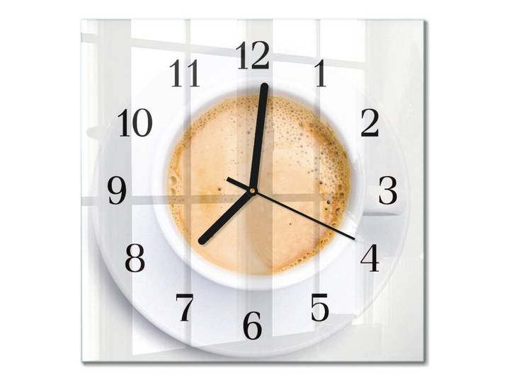 Tulup Wanduhr 30x30 cm - Tasse Kaffee, Beige, Glas, Quadratisch, 30x30x0.4 cm, Dekoration, Uhren, Wanduhren