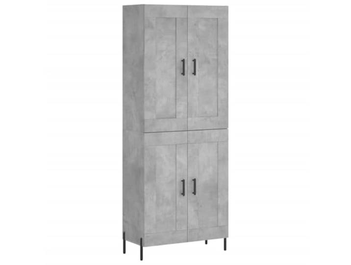 Roanoer Highboard Betongrau 69,5x34x180 cm Holzwerkstoff Schrank Zweiteiliges Standregal mit robusten Eisenbeinen und Türen für ordentlichen Stauraum im Wohnzimmer.