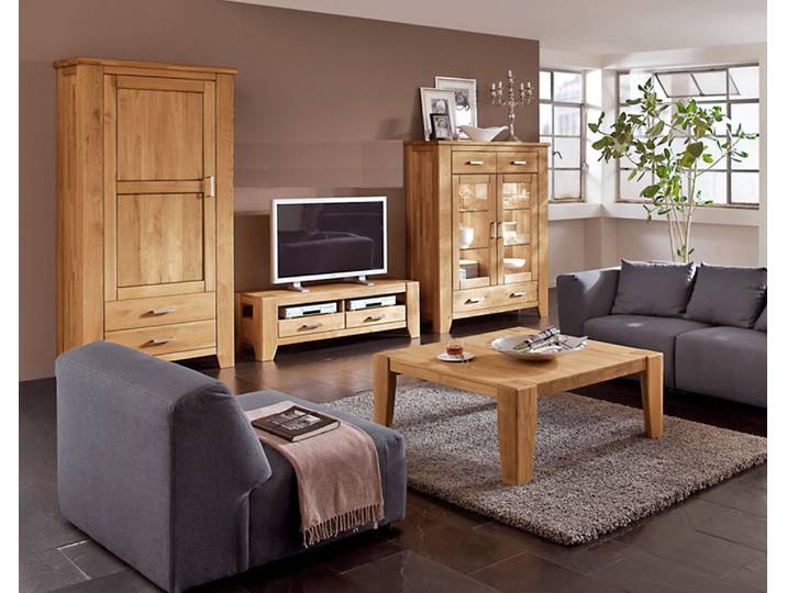 Wohnwand Loft in Wildeiche massiv – Montierte Lieferung – 3%-Vorkasse-Rabatt