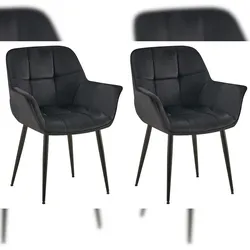 CLP 2er Set Esszimmerstuhl Roseville Samt schwarz
