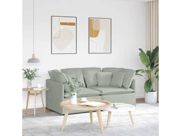 HEFZGDB Modulares Sofa mit Kissen Samt Hellgrau – Elegantes Sitzmöbel mit weicher Polsterung und robustem Metallrahmen für vielseitige Raumgestaltung und langlebigen Komfort, ideal