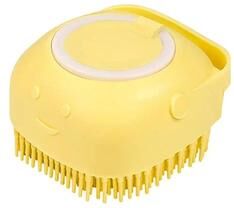 Inspire Curations Silicone Dog Bathing Brush With Shampoo Dispenser Soft Pet Massage Grooming Tool 1x Yellow