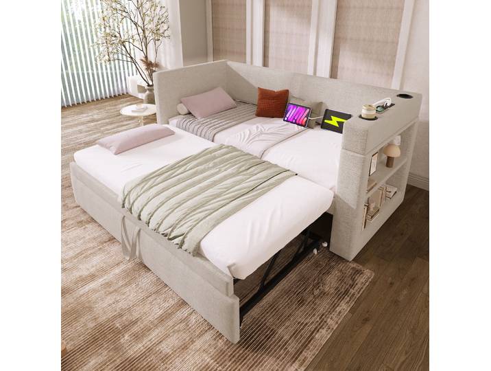 Canapé Convertible 90x190 Cm Avec Lit Gigogne\, Coton Havrya