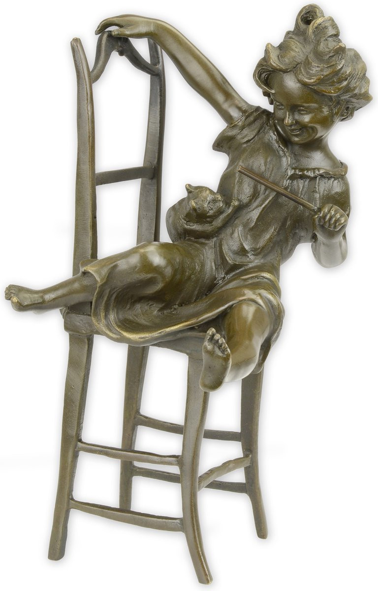 Wexdeco Decoratief Beeld Vrolijke Kat - Brons - 13.2 x 10.5 cm