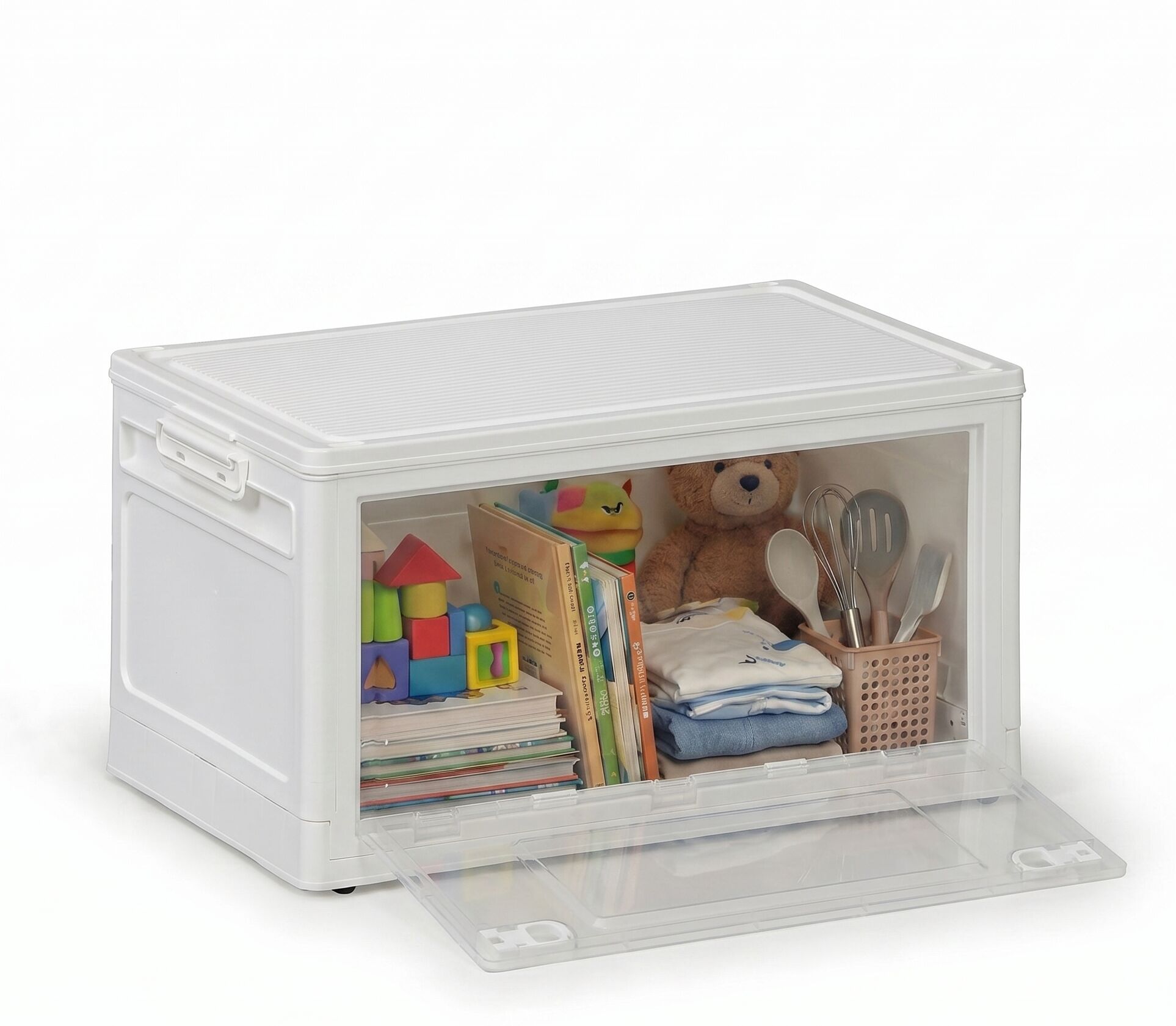 B2B Partner Große zusammenklappbare Regalbox XXL 94 l, 660x400x358 mm, weiß