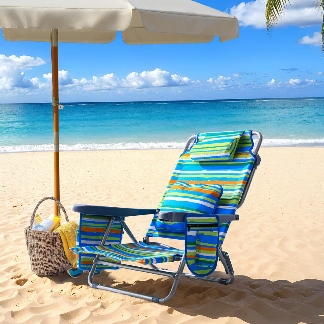Dakota Fields Folding Beach Chair Green 78cm H X 65cm W X 65cm D