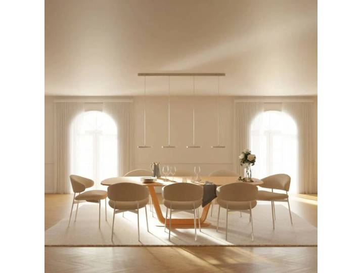 Lumière Design Pendelleuchte Evanos V2, höhenverstellbar, dimmbar, Smart-Home - Weiß - 4 (vier) minimalistische Esstischlampe, Fernbedienung inklusive, App-Steuerung, Memoryfunktion Minimalistisch, Modern CCT (Correlated Colour Temperature) – Farbtemperaturwechsler, Höhenverstellung, inkl. Fernbedienung, Memory-Funktion, mit App steuerbar
