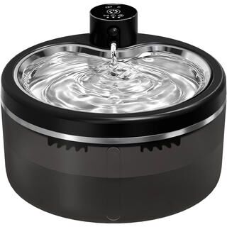 Inspired Living PetFlow Sense Wireless Cat Water Fountain 3L Stainless Steel Smart Hydration Station dusk Black