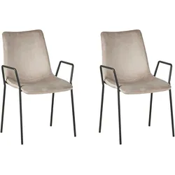 ESSZIMMERSTUHL 2er-Set Samtstoff Beige Jefferson