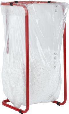 Wertstoffsammler, stationär, Volumen 200 l, mit Sackhaltern, L 460 x B 460 x H 970 mm, Stahlrohr pulverbeschichtet, karminrot RAL 3002