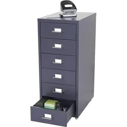 Rollcontainer Preston T851, Schubladenschrank Stahlschrank, 69x28x41cm 6 Schubladen ~ dunkelgrau