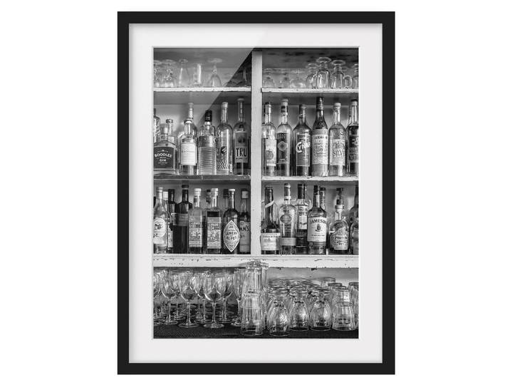 Impression d’art Bar I Pin massif, verni mat Blanc/Noir 70 x 100cm