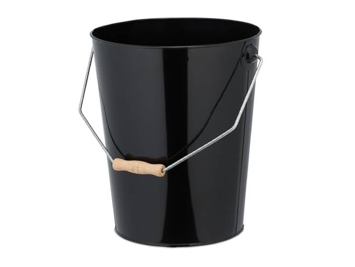 Relaxdays Charbonnière avec poignée\, 14 litres\, Seau à Charbon\, briquettes\, Accessoires cheminée\, Stockage pellets\, Noir