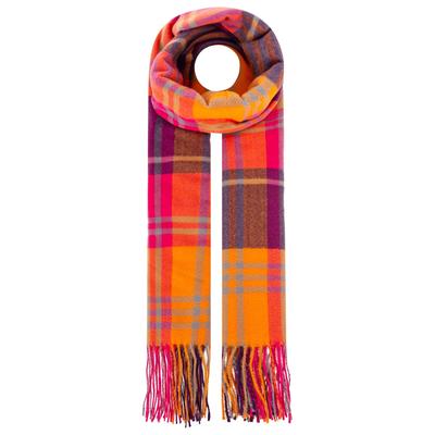 Schal ZWILLINGSHERZ "Buntes Karo", Damen, bunt (pink), Obermaterial: 80% Polyester, 20% Viskose, kariert, Modetücher Schal, mit Fransen, Viskose Mix, farbenfroh, klassisches Karo-Muster