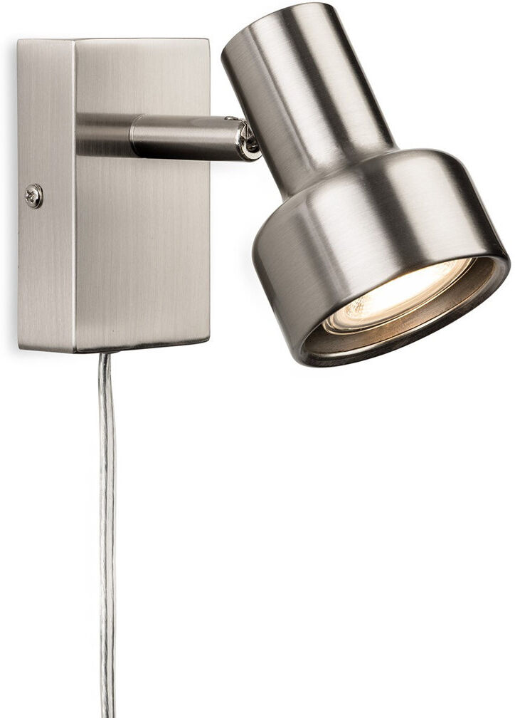 Firstlight Plug-in Armed Sconce Brushed Steel 10cm H X 5.6cm W X 15cm D