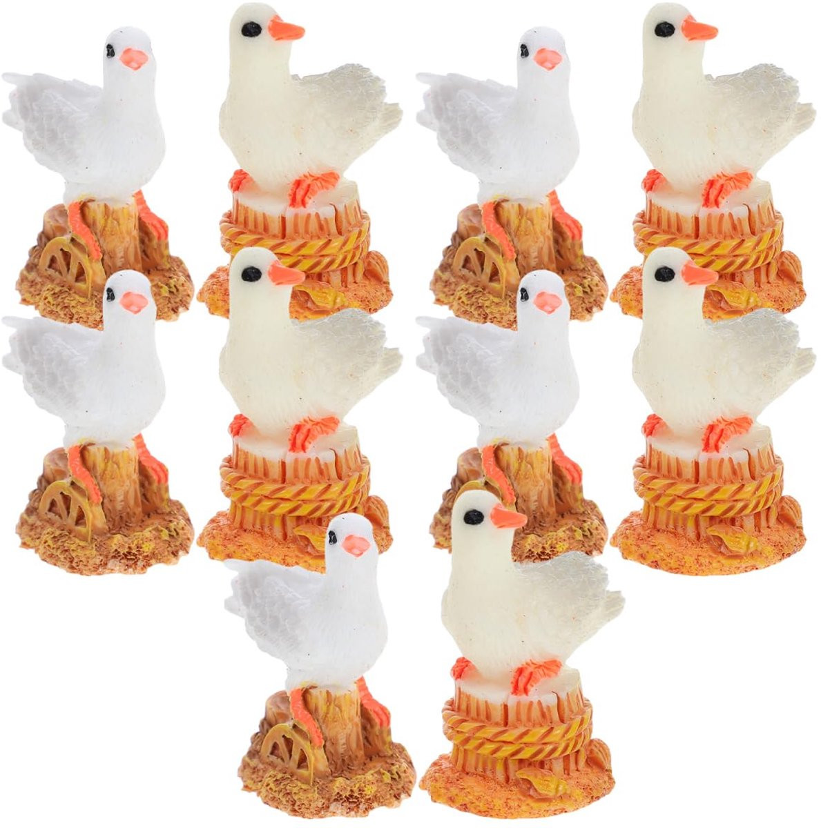 Set van 10 Mini Zeemeeuw Sculpturen van Hars voor Decoratie