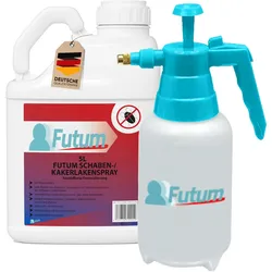 FUTUM 5L Schabenspray / Kakerlakenspray bekämpft Insekten, Eier, Larven ohne Biozide auf Wasserbasis,  Sofortwirkung ohne Flecken  + TRIGGER