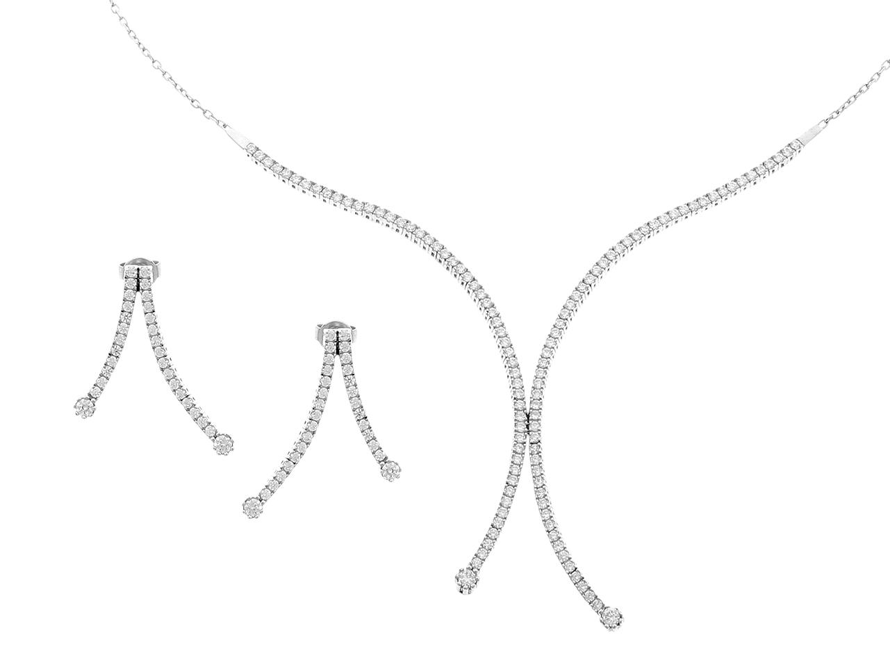 Orphelia Dames 925 Sterling Zilveren Set: Ketting + Oorbellen - Zilver SET-066