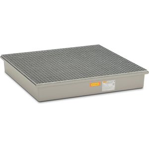 CEMO Auffangwanne 220/4, 6876, aus GFK, 128 x 128cm, mit Stahl-Gitterrost, 220 Liter