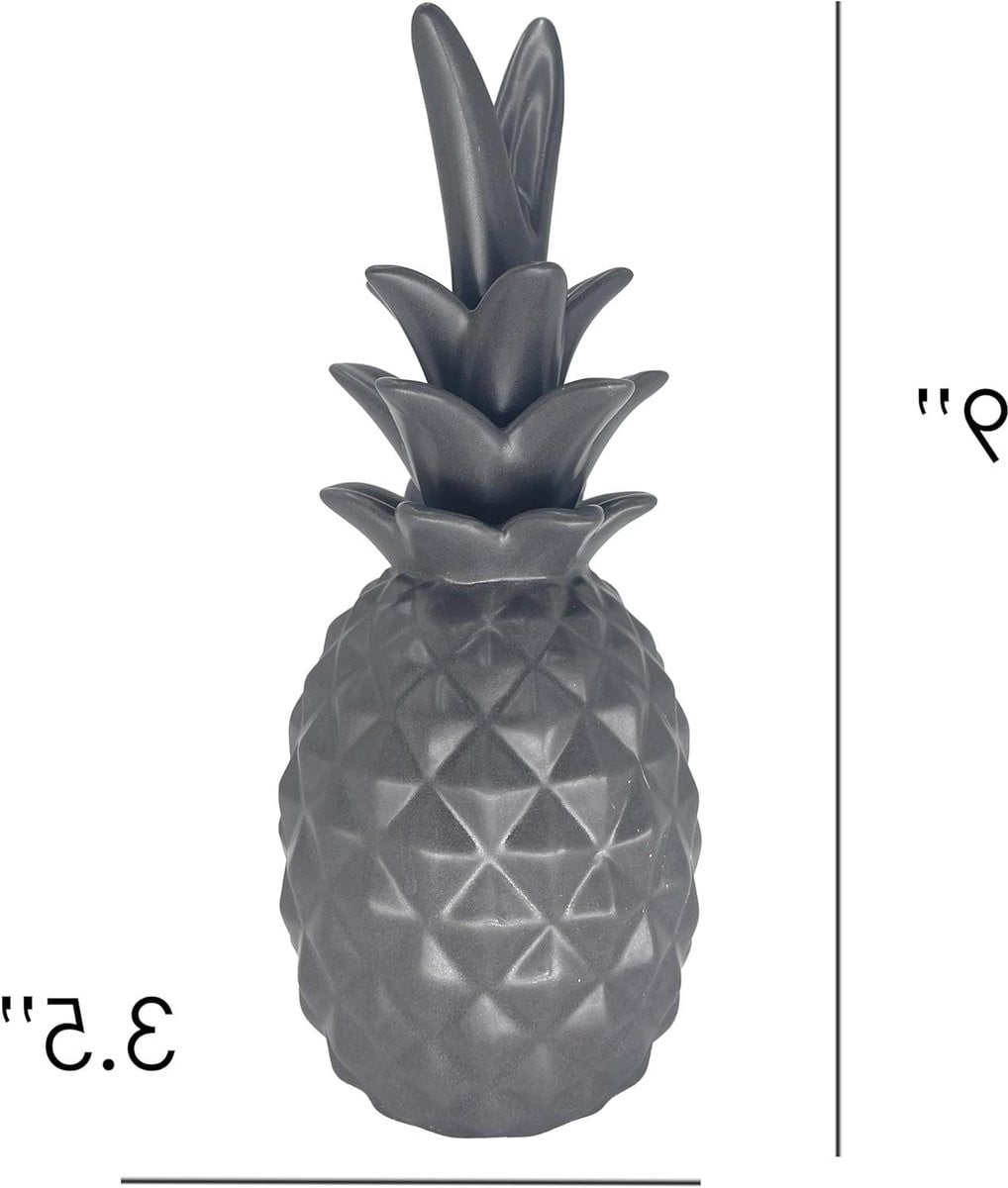 Keramische Ananas Decoratie Grijs met Glanzende Afwerking