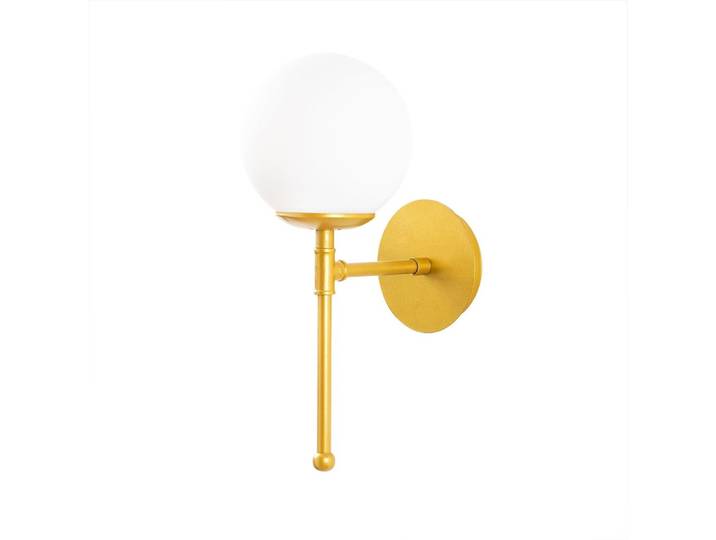 Applique murale minimaliste dorée avec 1 sphère en verre opale blanc