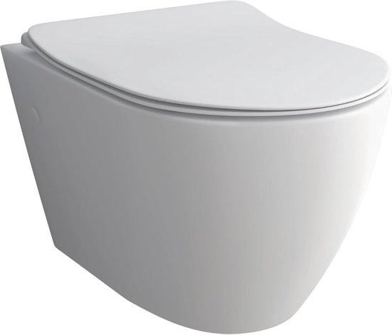 Famanu Wandtoilet ohne Spülrand - Hochwertiges Sanitärkeramik in Weiß mit Softclose WC-Sitz