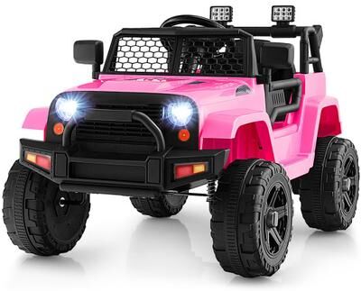 Costway 12V Kids Ride On Truck with Remote Control and Headlights-Pink